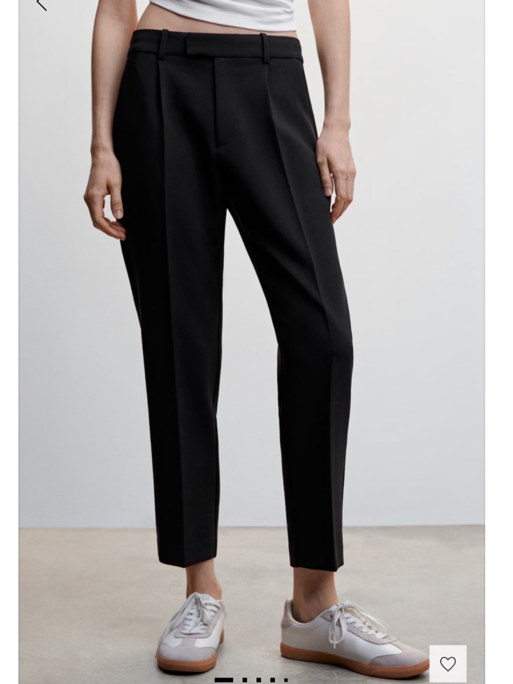 Mango Black Pleated Ankle Trousers
